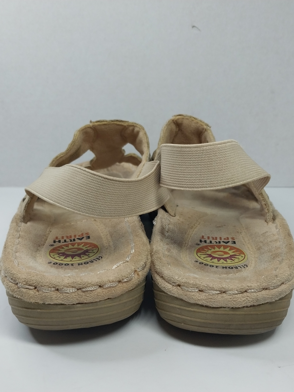 Earth Spirit 2000 Gelron Andi Sandal Tan Elastic Slingback Beaded Size 8.5 Boho - Picture 5 of 11